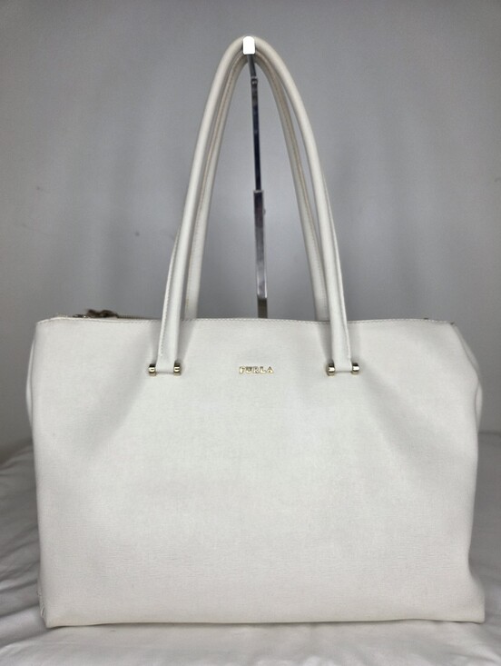 Furla Handbags - Furla Ivory Top-Handle Tote with Gold Accents